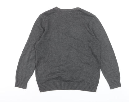 Crew Clothing Company Mens Grey L Pullover Jumper Cotton Blend