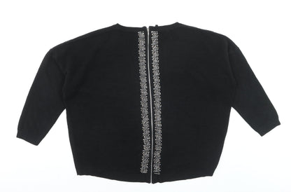 Anthology Women’s Black Plus Size 20/22 Rhinestone Back Zip Jumper
