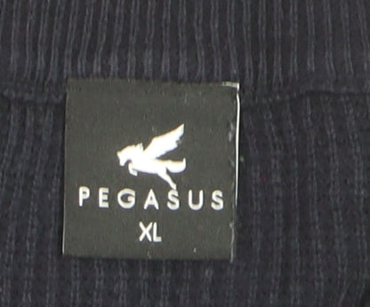 Pegasus Men's Blue XL Full Zip Cotton Knit Jumper
