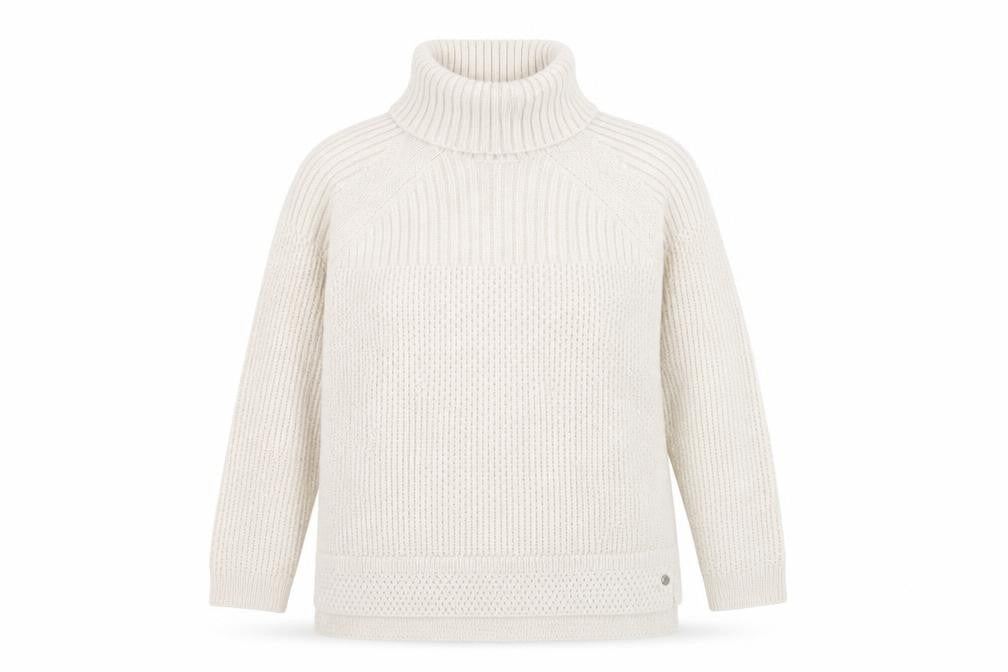 White Stuff Women Beige Roll Neck Chunky Knit Jumper Size 14