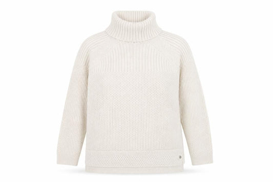 White Stuff Women Beige Roll Neck Chunky Knit Jumper Size 14