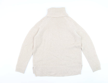 White Stuff Women Beige Roll Neck Chunky Knit Jumper Size 14