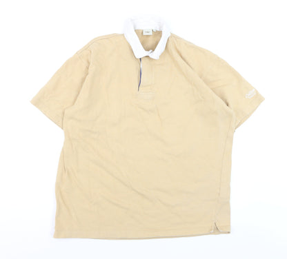 Cotton Traders Men's Beige Short Sleeve Polo Shirt Size L 100% Cotton