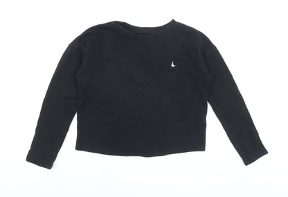 Jack Wills Womens Black Pullover Sweatshirt UK 6 Long Sleeve Crew Neck