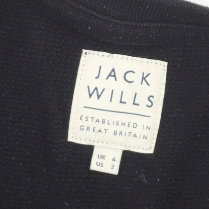 Jack Wills Womens Black Pullover Sweatshirt UK 6 Long Sleeve Crew Neck