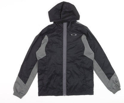 Oakley Mens Grey Windbreaker Jacket Medium Hooded Zip Polyester