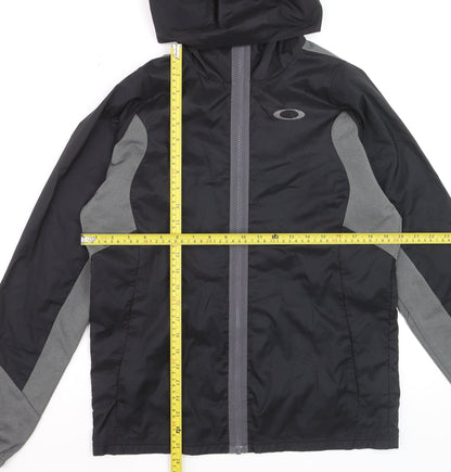 Oakley Mens Grey Windbreaker Jacket Medium Hooded Zip Polyester