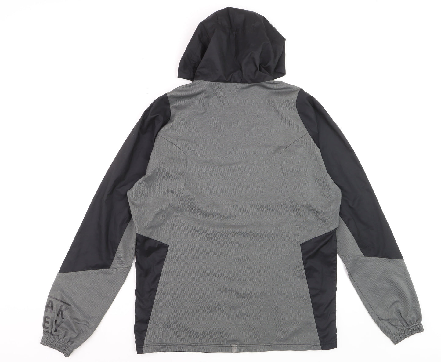 Oakley Mens Grey Windbreaker Jacket Medium Hooded Zip Polyester