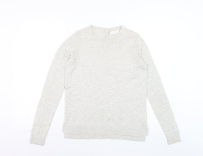 The White Company Women Ivory Crew Neck Wool Blend Jumper Size 8