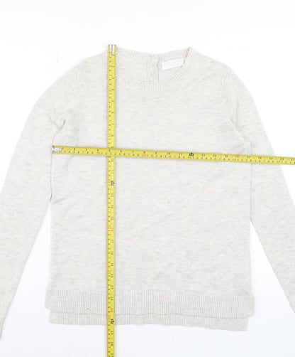 The White Company Women Ivory Crew Neck Wool Blend Jumper Size 8