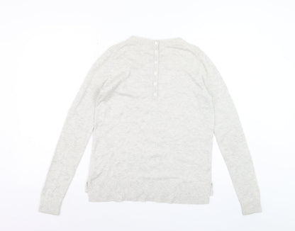 The White Company Women Ivory Crew Neck Wool Blend Jumper Size 8