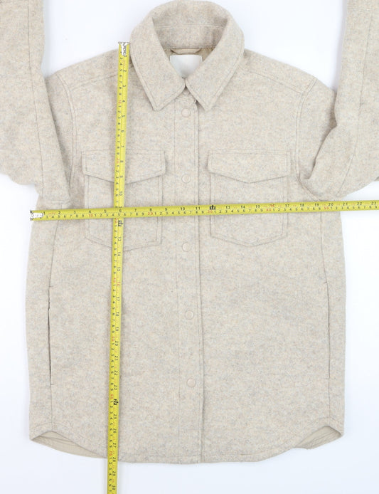 H&M Men’s Beige Fleece Jacket XS Regular Fit Polyester