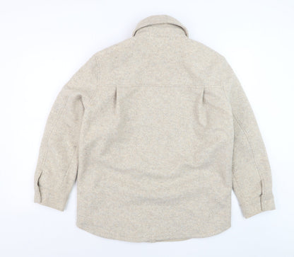 H&M Men’s Beige Fleece Jacket XS Regular Fit Polyester