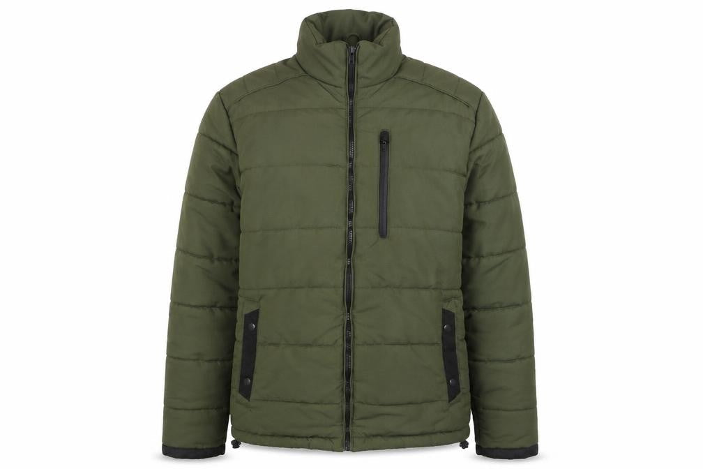 UNO.CAMICIE Men's Green Puffer Jacket L Polyester Winter Coat