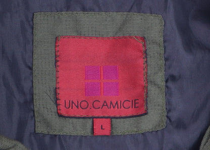 UNO.CAMICIE Men's Green Puffer Jacket L Polyester Winter Coat