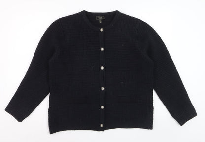 Lipsy Women Black UK 18 Long Sleeve Button Cardigan