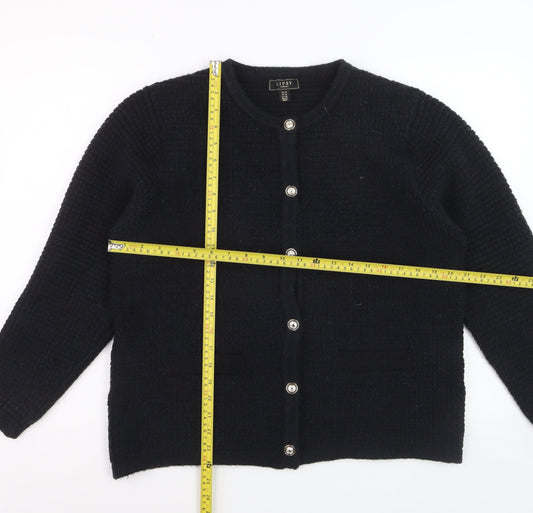 Lipsy Women Black UK 18 Long Sleeve Button Cardigan