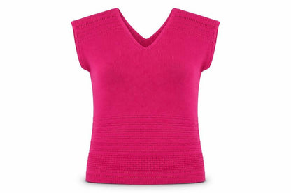 Marks & Spencer Women’s Pink V-Neck Short Sleeve Knit Jumper Size 8