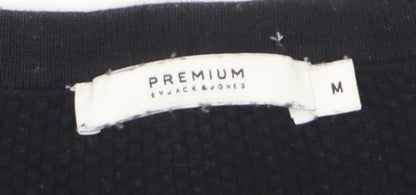 Jack & Jones Men's Black Cotton Waffle Knit Jumper M