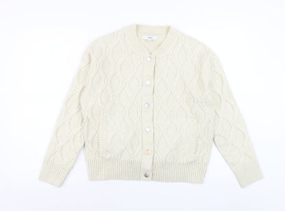 Marks and Spencer Women Ivory Cable Knit Cardigan Small