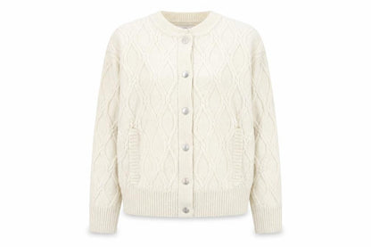 Marks and Spencer Women Ivory Cable Knit Cardigan Small