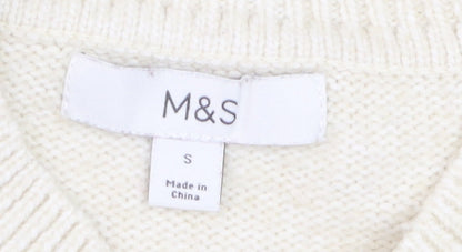 Marks and Spencer Women Ivory Cable Knit Cardigan Small