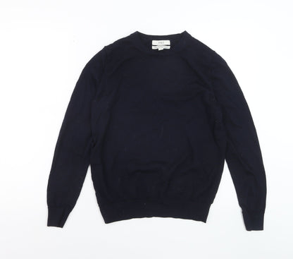 Marks and Spencer Women's Blue Merino Wool Crew Neck Jumper Size 12