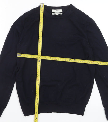 Marks and Spencer Women's Blue Merino Wool Crew Neck Jumper Size 12