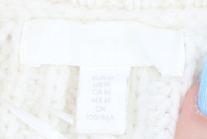 H&M Women Ivory Cable-Knit Sleeveless Mock Neck Vest Size 12