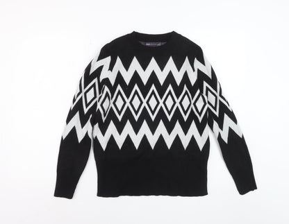 Marks and Spencer Womens Black Geometric Knit Jumper Size 12