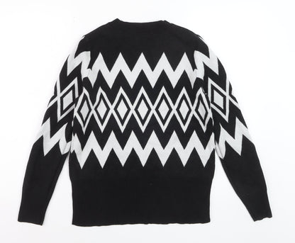 Marks and Spencer Womens Black Geometric Knit Jumper Size 12