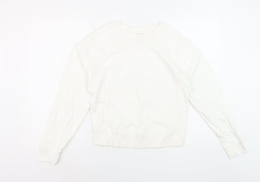 Papaya Women's White Cotton Lace Detail Pullover Sweatshirt Size S
