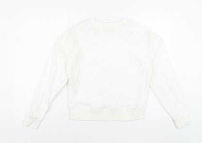 Papaya Women's White Cotton Lace Detail Pullover Sweatshirt Size S