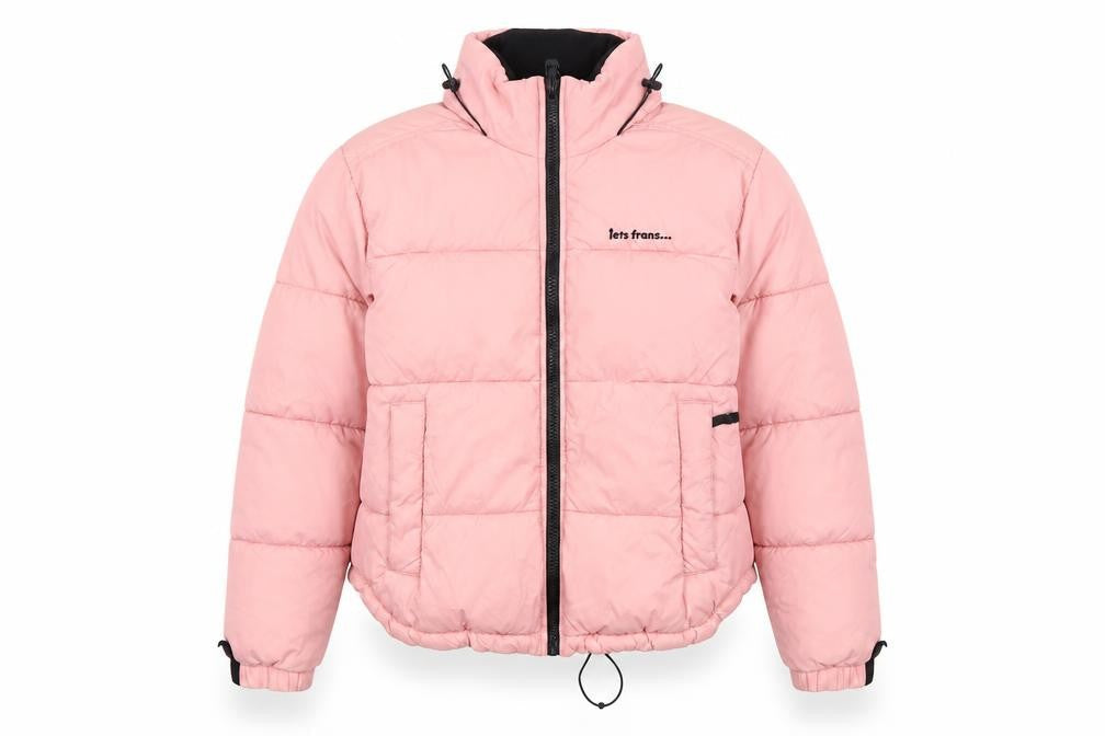 iets frans Women’s Pink Puffer Jacket Hooded Short Size S