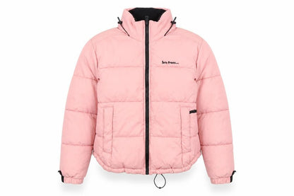 iets frans Women’s Pink Puffer Jacket Hooded Short Size S