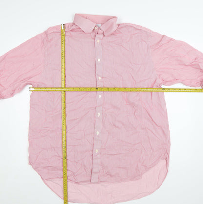 Charles Tyrwhitt Men's Pink Striped Classic Fit Cotton Dress Shirt 17.5in