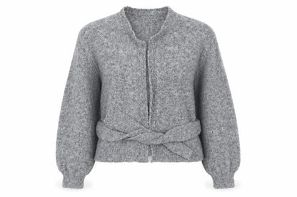 ASOS Design Women Grey Belted Cardigan Wool Blend Size M 12-14