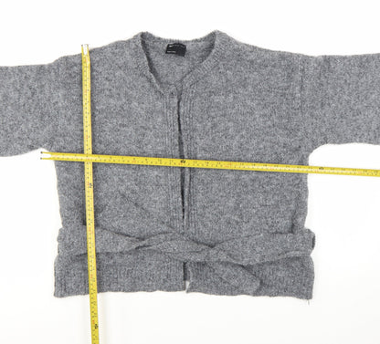 ASOS Design Women Grey Belted Cardigan Wool Blend Size M 12-14