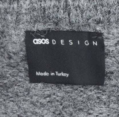 ASOS Design Women Grey Belted Cardigan Wool Blend Size M 12-14