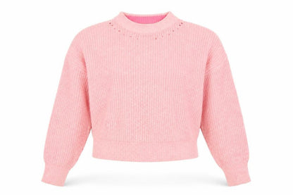 Topshop Women's Pink Mock Neck Chunky Knit Jumper Size S