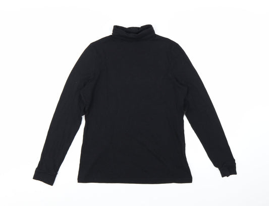 Marks and Spencer Autograph Women’s Black Roll Neck Cotton Long Sleeve Top Size 14