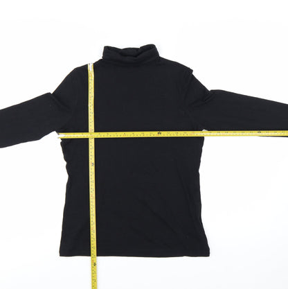 Marks and Spencer Autograph Women’s Black Roll Neck Cotton Long Sleeve Top Size 14