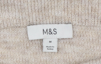 Marks and Spencer Women's Beige Cowl Neck Jumper Size M Long Sleeve