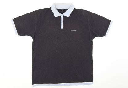 Kickers Men Black XL Short Sleeve Collared Cotton Polo Shirt