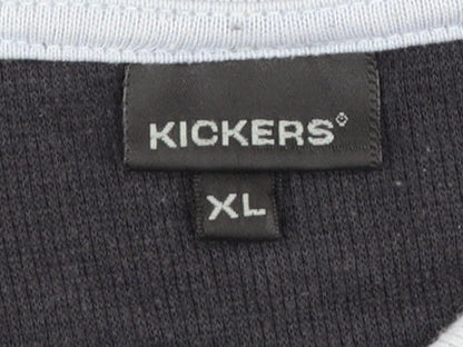 Kickers Men Black XL Short Sleeve Collared Cotton Polo Shirt