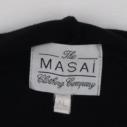 Masai Women Black Cotton Tunic Top XL Long Sleeve Cowl Neck Zip Detail