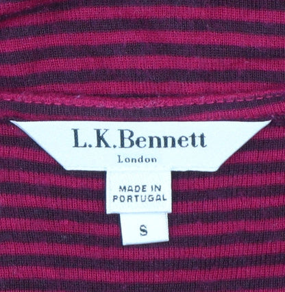 L.K. Bennett Women’s Pink Striped Wool Blend Long Sleeve T-Shirt Size S