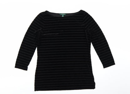 Ralph Lauren Women Black Velvet Striped Tunic Top XL