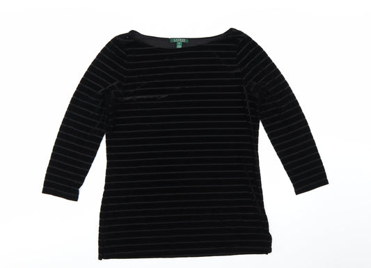 Ralph Lauren Women Black Velvet Striped Tunic Top XL