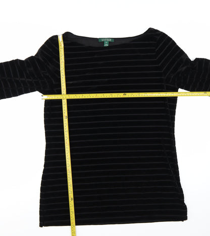 Ralph Lauren Women Black Velvet Striped Tunic Top XL